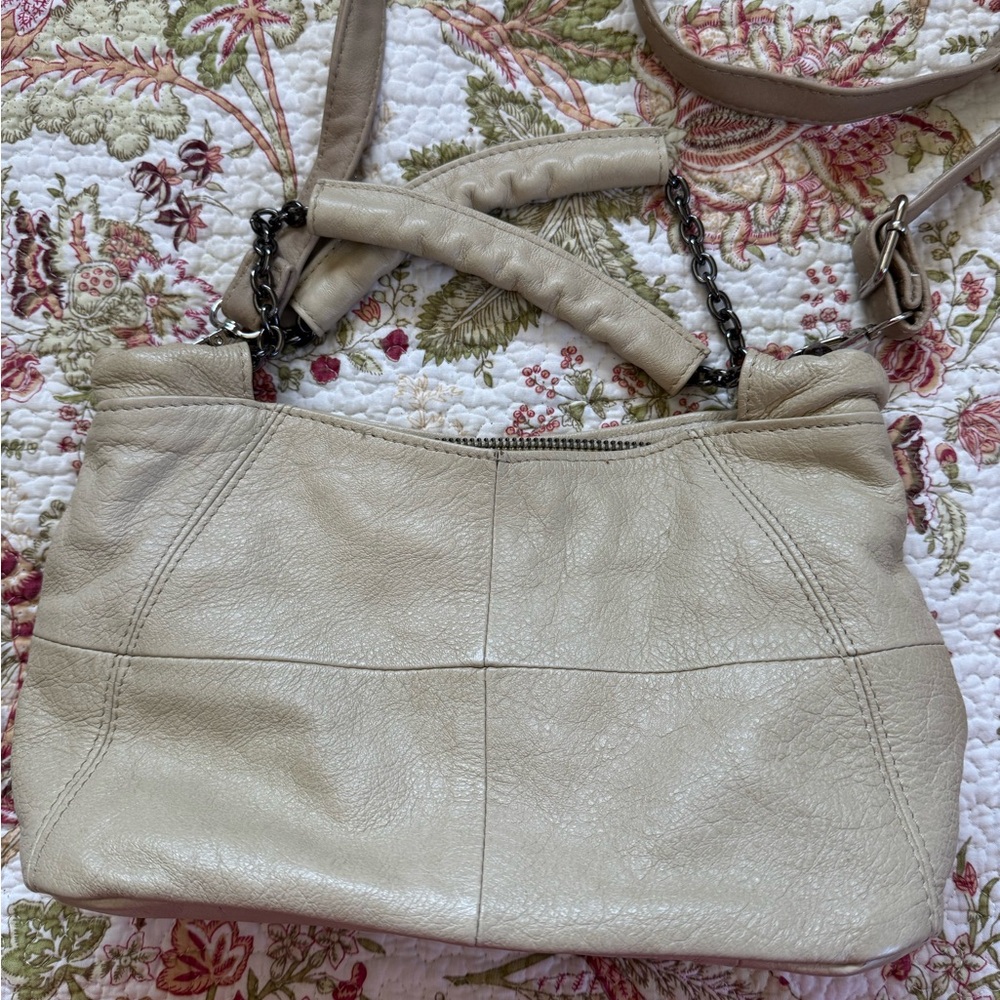 Vintage Jack & Chris Elegant Cream Leather Satchel/Crossbody/Shoulder Bag